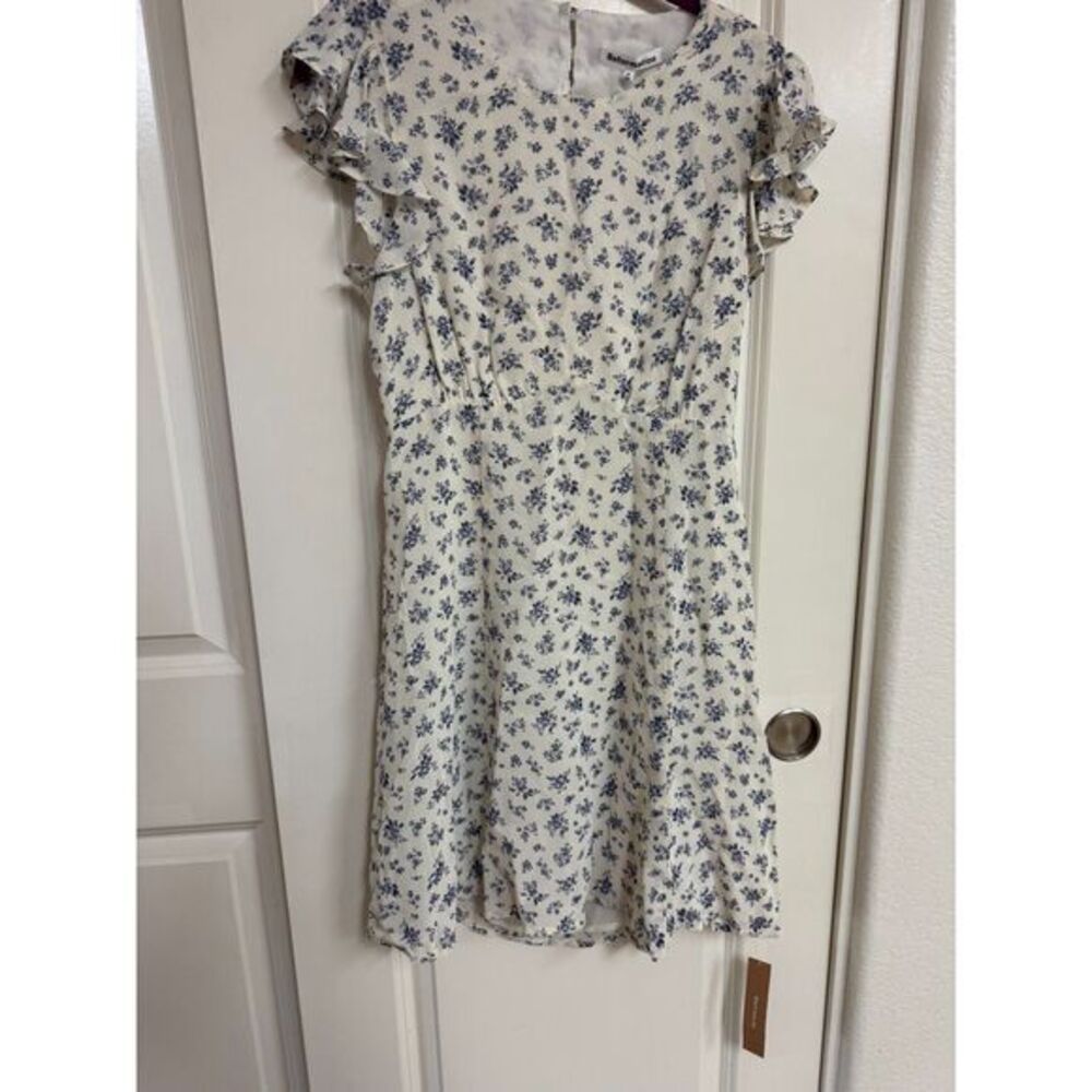 NWT Reformation Blue Floral Short Mini Cutout Back Cream Gracie Dress Size 10